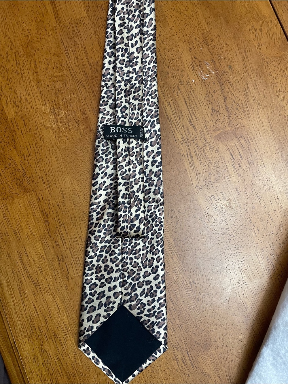 BOSS Leopard-Print Silk Tie in Beige and Brown